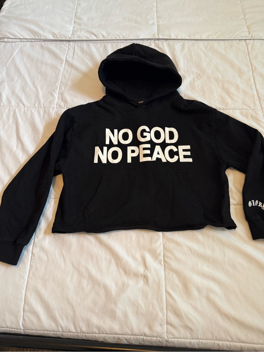 No God No Peace Black Cropped Hoodie